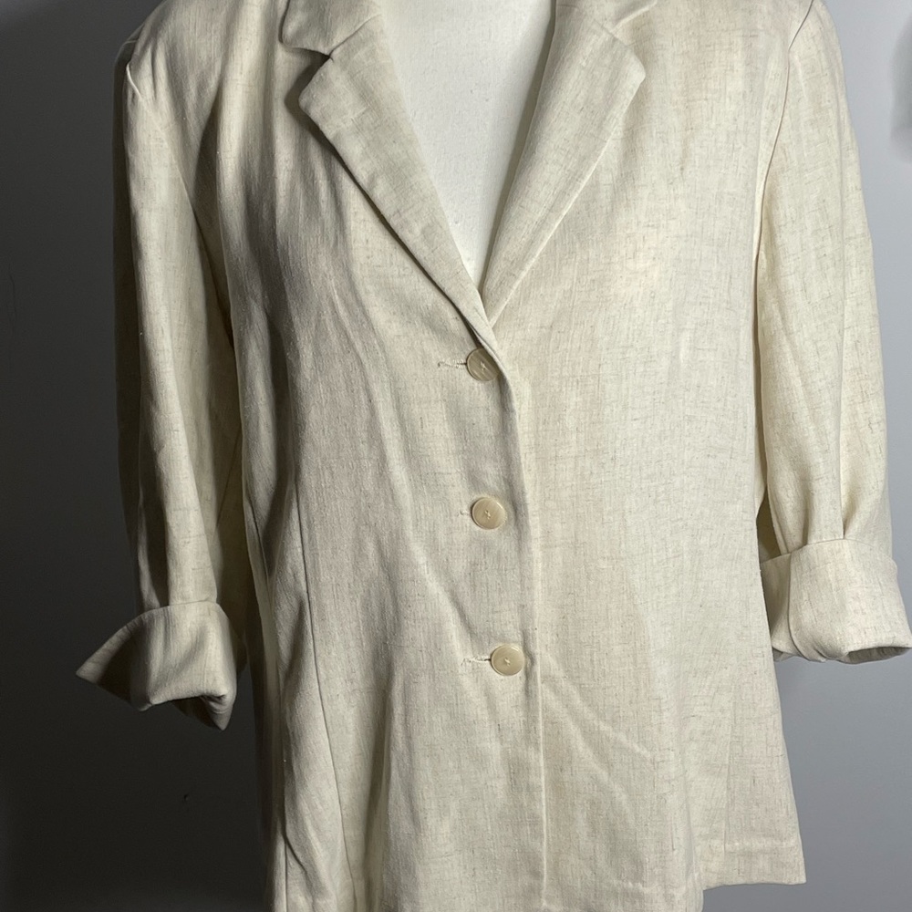 Ladies Plus Ivory Size Top Button Up By Sag Harbor Stretch Size 14 - Picture 9 of 15